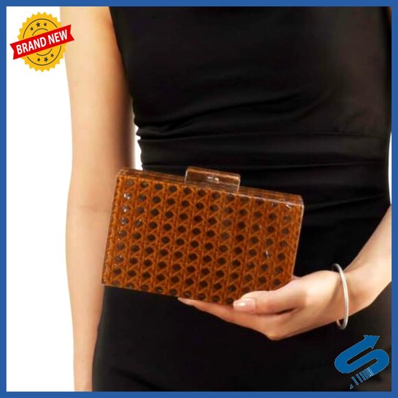 Acrylic Rattan Clutch Purse Woven Square Box Crossbody Handbag Shoulder Bag